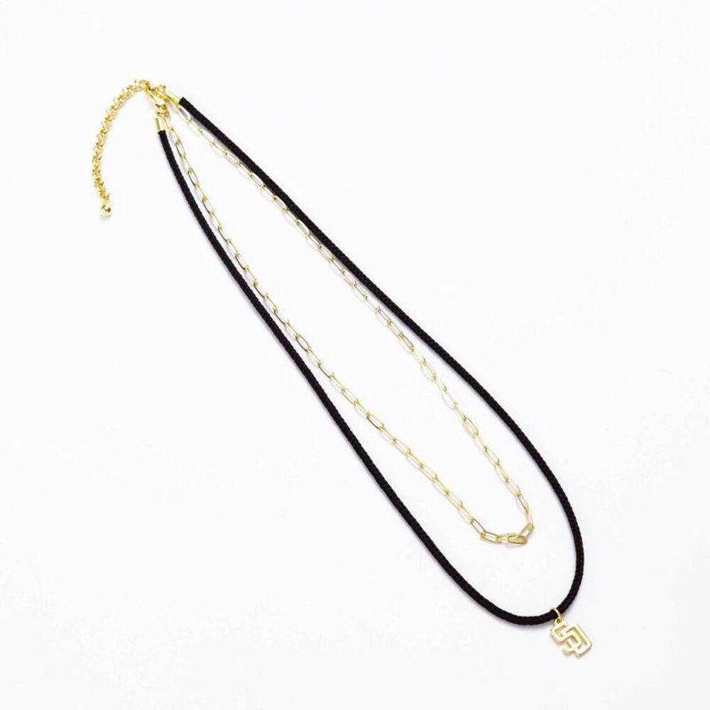 Bijoux Sport by MLB "San Diego Padres" Logo Cord Necklace Set - Black/Gold
